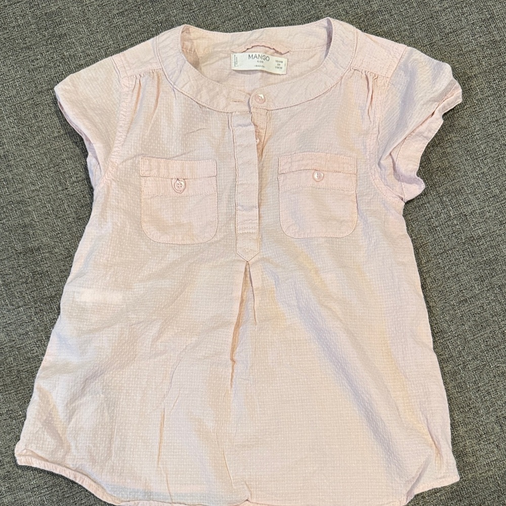 Mango Kids Blush Pink Button-Up Blouse
